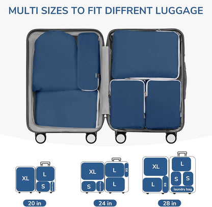 CherryNow Compression Packing Cubes, 7 Set Packing Cubes Compression, Travel Essentials, Travel Organizer for Shoes, Clothing, Grey