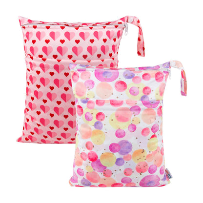 ALVA ALVABABY 3pcs Baby Cloth Diaper Wet/Dry Bags|Waterproof Reusable with Two Pockets|Travel, Beach, Pool, Daycare, Soiled Baby Items,Yoga,Gym Bag for Swimsuits or Wet Clothes 3L-ZM09 - Colors A