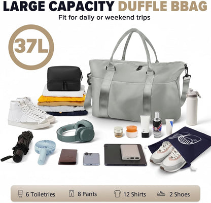Travel Duffle Bag, Weekender Travel Bag Men Small Gym Bag for Women, Hospital Bag for Labor and Delivery, Overnight Bag Luggage Bag with Trolley Sleeve, Airplane Travel Essentials for Flying(Black)