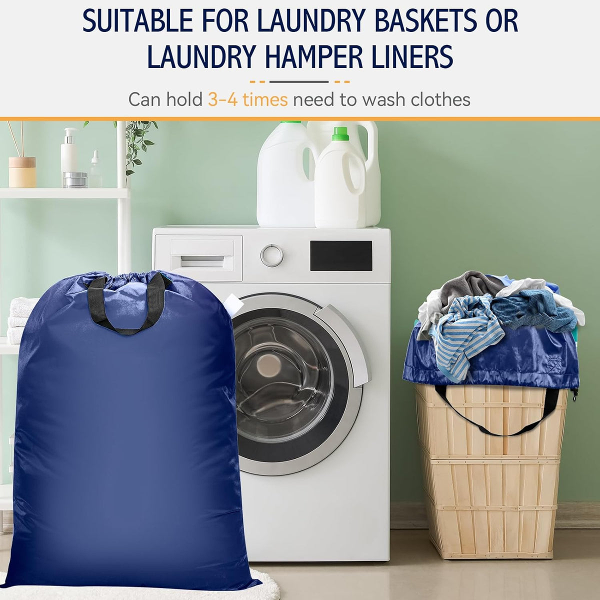 Isink Extra Large Laundry Bag With Handles, Heavy Duty, Travel Laundry Bag for Dirty Clothes, 28" x 40" (Black)