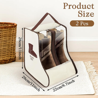 2 Set Boot Storage Bag, Portable Boots Protector Bag Dust Proof Travel Shoe Bags with Handle Boots Organizer for Packing Travel and Daily Use(Short)