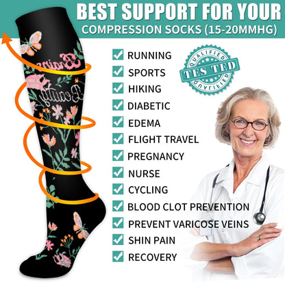 Laite Hebe 3 Pack Medical Compression Sock-Compression Sock For Women and Men Circulation -Best for Running,Nursing,Athletic Sports