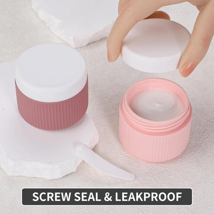 ME.FAN Travel Containers for Toiletries, TSA Approved 1.5 oz Silicone Cream Jars, Leak-proof Journey Containers, Trip Accessories with Lid for Cosmetic Face Hand 4 Pack White Lid - Morandi