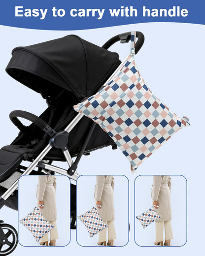 ALVA ALVABABY 3pcs Baby Cloth Diaper Wet/Dry Bags|Waterproof Reusable with Two Pockets|Travel, Beach, Pool, Daycare, Soiled Baby Items,Yoga,Gym Bag for Swimsuits or Wet Clothes 3L-ZM09 - Colors A