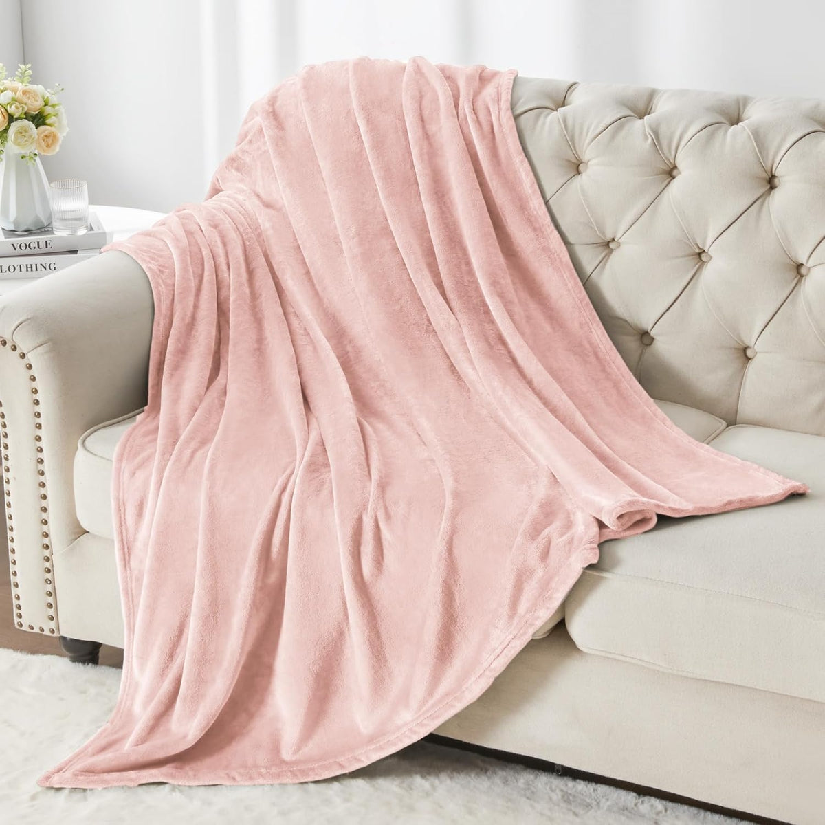 Fleece Blanket Soft Plush Throw for Couch Black 50"x60" - Colors A