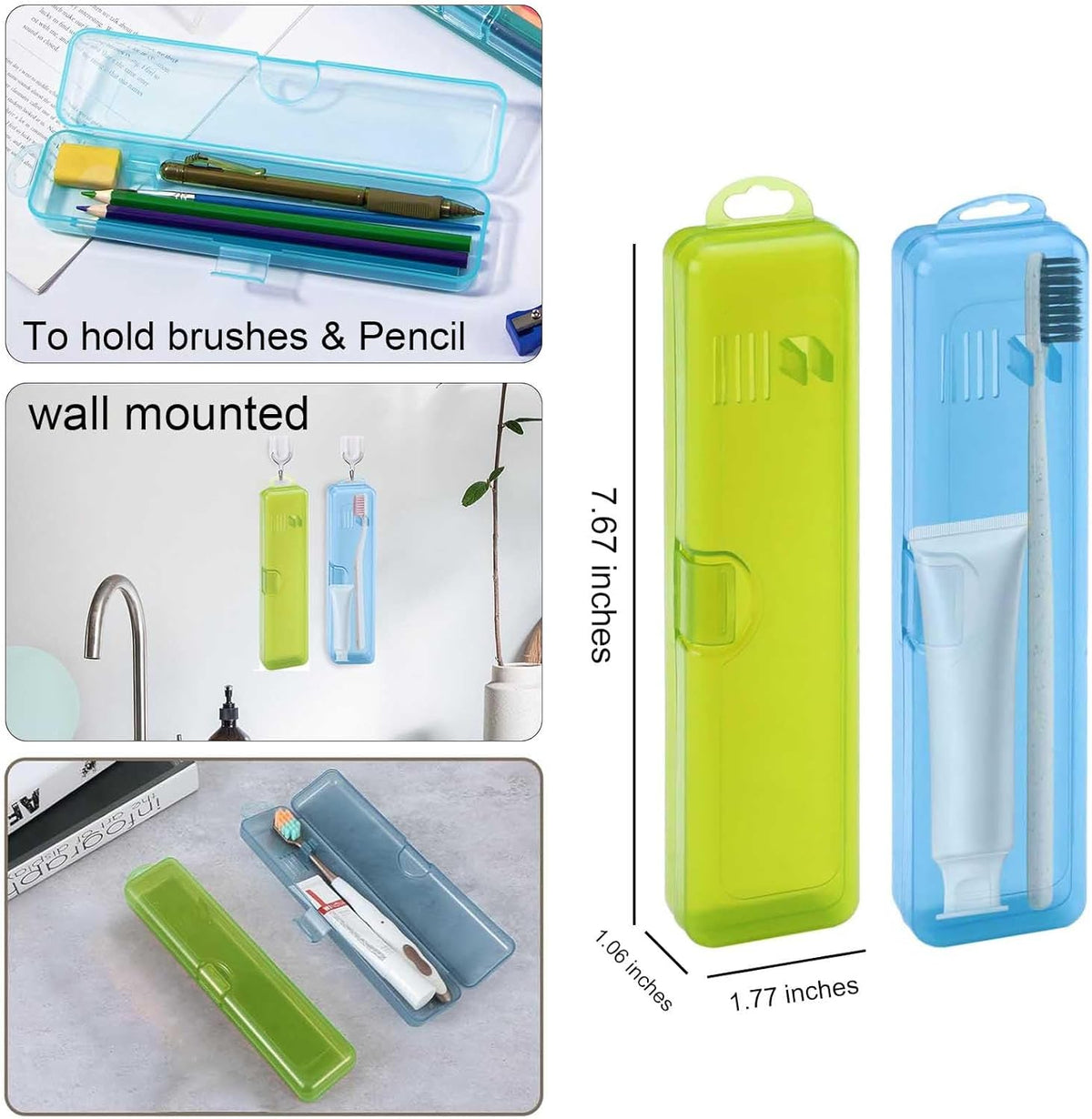 2 Packs Toothbrush Travel Case, Breathable Toothbrush Travel Holders, Compact Portable Toothbrush Holder for Travel, Vacation, Camping, Gym, Business Trips, Office, Cruise