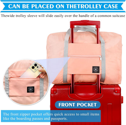 Foldable Travel Duffel Bags 2PCS Tote Carry On Luggage Spirit Airlines Personal Item Sports Gym Weekender Overnight Bags for Women and Men (Red+Blue)