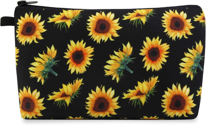 MAGEFY Small Makeup Bag, Portable Travel Cosmetic Bag Zipper Pouch Waterproof Makeup Pouch Multifunctional Small Bag for Women (1 pack, dark blue flower 0179)
