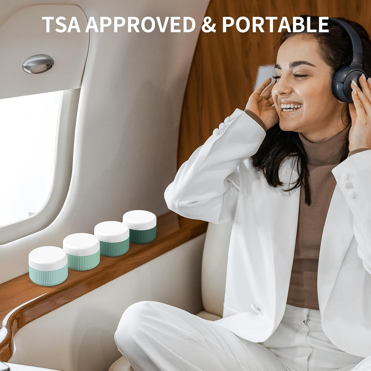 ME.FAN Travel Containers for Toiletries, TSA Approved 1.5 oz Silicone Cream Jars, Leak-proof Journey Containers, Trip Accessories with Lid for Cosmetic Face Hand 4 Pack White Lid - Morandi