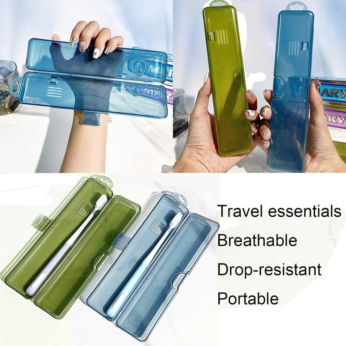 2 Packs Toothbrush Travel Case, Breathable Toothbrush Travel Holders, Compact Portable Toothbrush Holder for Travel, Vacation, Camping, Gym, Business Trips, Office, Cruise