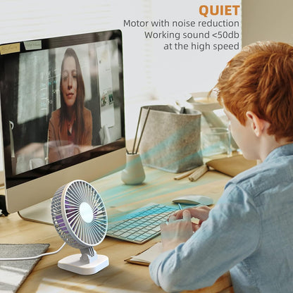 Koonie USB Desk Fan, Strong Wind Ultra Quiet Small Personal Fan with 180° Tilt Folding and 3 Speeds Adjustable, USB-C Corded Powered Mini USB Fan for Office Desktop Bedroom, NO BATTERY