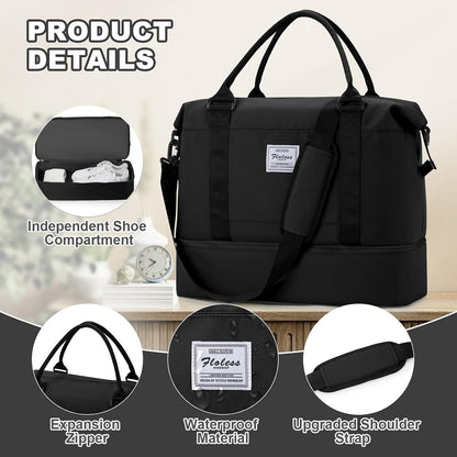 Travel Duffel Bag, Sports Tote Gym Bag, Shoulder Weekender Overnight Bag for Women - Colors A