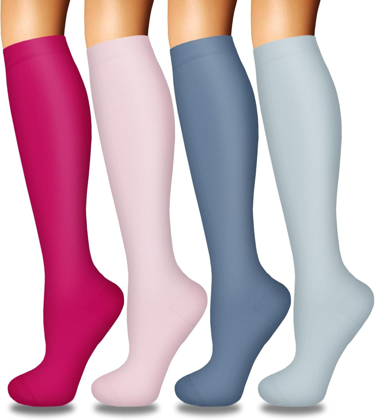4 Pairs Compression Socks for Women Circulation-Best Support for Nurses,Running,Athletic,Travel