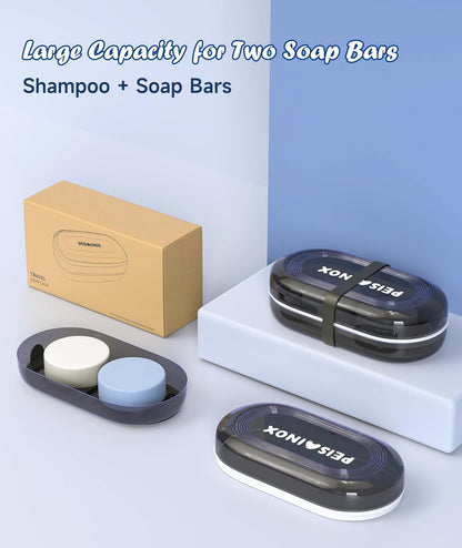Doter Travel Soap Holder with Lid - Draining Soap Box for Shower -Compact Travel Soap Case Leak-Proof Design for Camping, Hiking, Gym & Outdoor Use | Keeps Soap Dry & Hygienic
