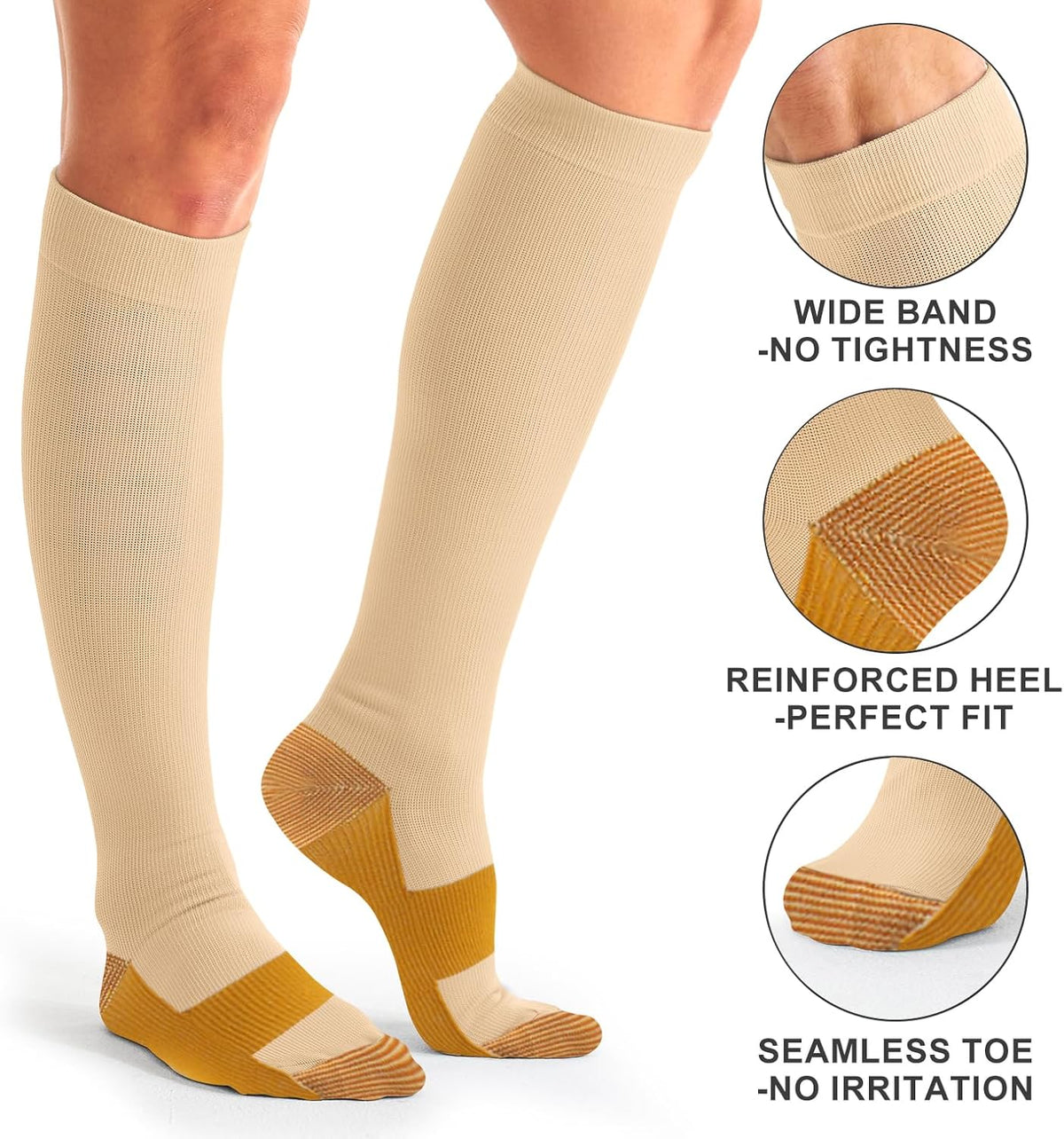 Laite Hebe 3 Pack Medical Compression Sock-Compression Sock For Women and Men Circulation -Best for Running,Nursing,Athletic Sports