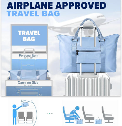 Travel Duffle Bag, Weekender Travel Bag Men Small Gym Bag for Women, Hospital Bag for Labor and Delivery, Overnight Bag Luggage Bag with Trolley Sleeve, Airplane Travel Essentials for Flying(Black)