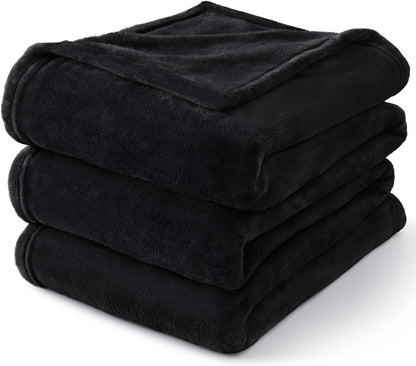BEDELITE Fleece Blanket Black Throw Blankets for Couch & Bed, Luxury Plush Cozy Fuzzy Blanket 50x60 inches, Super Soft Warm Lightweight Throw Blanket for Travel Camping - Colors B