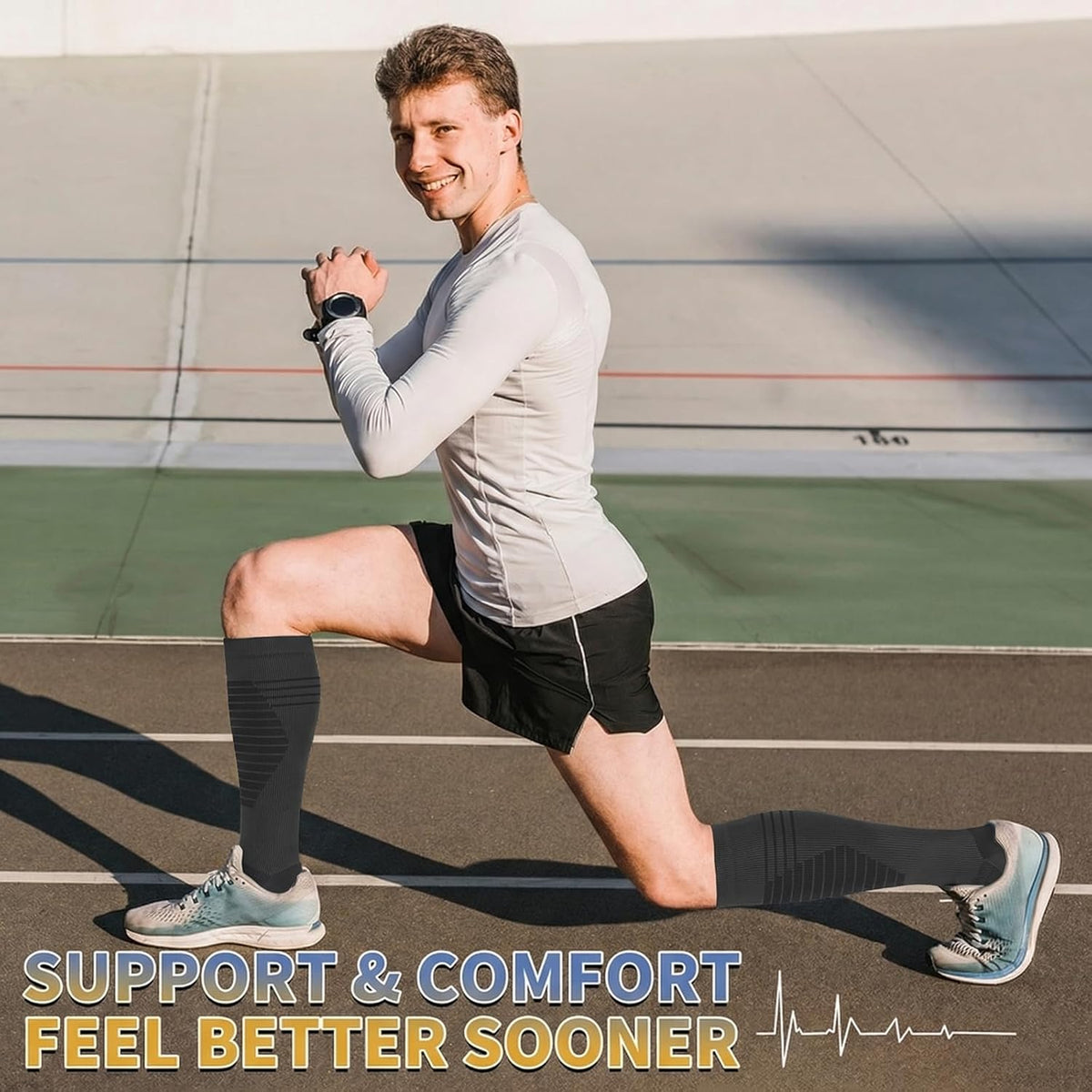 Sooverki Copper Compression Socks for Men & Women 8 Pack 15-20mmHg - Knee High Stockings Best Support for Running Athletic