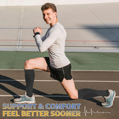Sooverki Copper Compression Socks for Men & Women 8 Pack 15-20mmHg - Knee High Stockings Best Support for Running Athletic