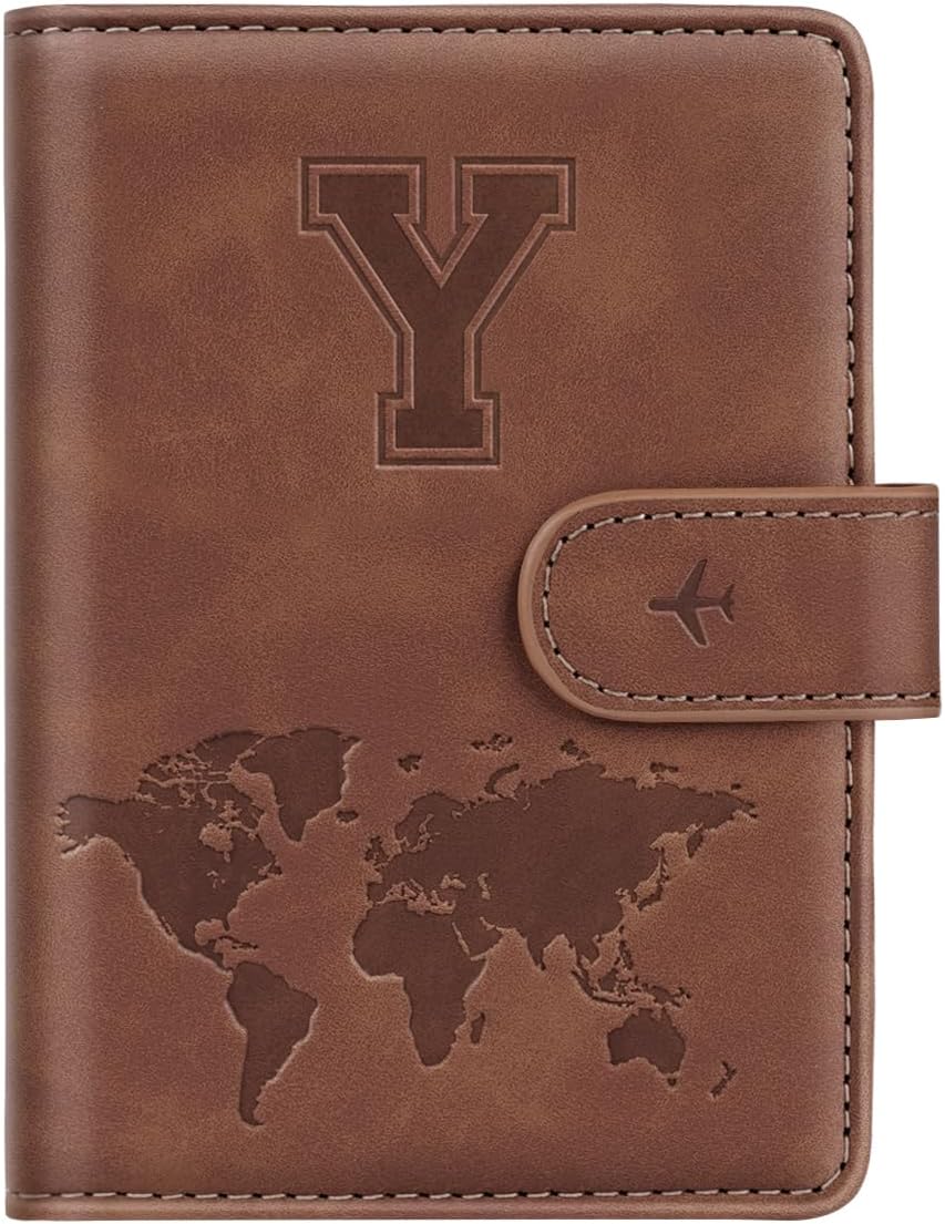 Passport Holder Cover Initail Letter A-Z Travel Wallet 3D Embossed Design RFID Blocking Card Holder Personalized Gift Passport Cover Wallet, Passport Book Holders for Women and Girls, Pink-A