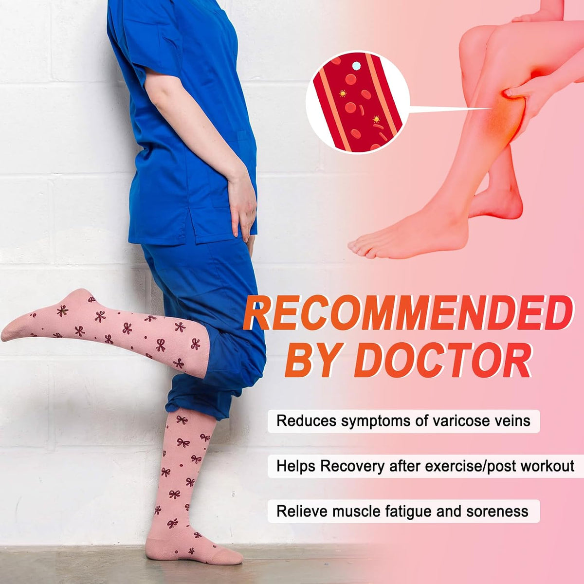 4 Pairs Compression Socks for Women Circulation-Best Support for Nurses,Running,Athletic,Travel