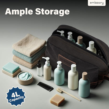 emissary Toiletry Bag for Men, Canvas Travel Toiletry Bag Men's Dopp Kit, Water-resistant Bathroom Bag Mens Shaving Kit, Travel Kit Small Bags, Shaving Bag, Toiletry Bags