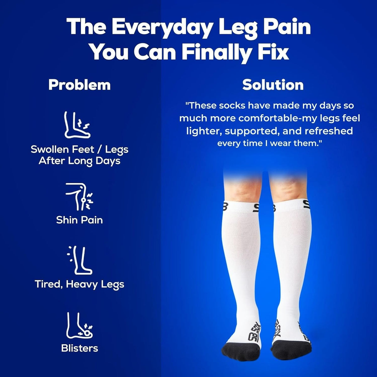 SB SOX Compression Socks for Men & Women (20-30mmHg) – Best Compression Socks for Flying, Medical, Sports, Wide Calf Fit, and Daily Wear