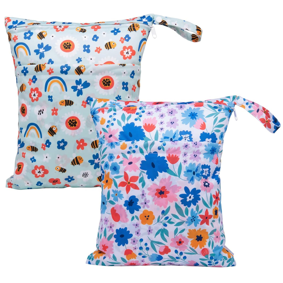 ALVA ALVABABY 3pcs Baby Cloth Diaper Wet/Dry Bags|Waterproof Reusable with Two Pockets|Travel, Beach, Pool, Daycare, Soiled Baby Items,Yoga,Gym Bag for Swimsuits or Wet Clothes 3L-ZM09 - Colors B