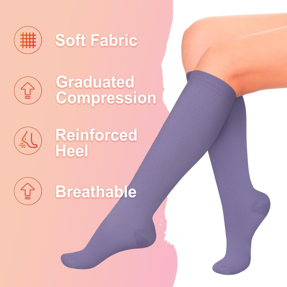 4 Pairs Compression Socks for Women Circulation-Best Support for Nurses,Running,Athletic,Travel
