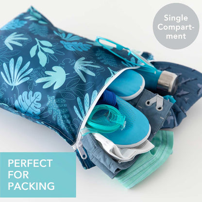Bumkins Waterproof Wet Bag for Baby, Travel, Swim Suit, Cloth Diapers, Pump Parts, Pool, Beach, Gym Clothes, Toiletry, Hook to Stroller, Daycare, Zipper Reusable Wetdry Packing Pouch, Jungle
