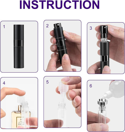 8ML Perfume Travel Refillable Portable Perfume Atomizer Bottle - Easter Basket Stuffers for Teens Adults Men Women,Valentines Day Gifts for Him Her,Travel Essentials,Christmas Gift(Balck,2Pack)