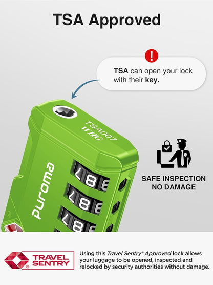 Puroma TSA Approved Luggage Locks, 2 Pack 4 Digit Resettable Travel Combination Code Lock with Zinc Alloy Body for Suitcase, Backpack, Laptop Bag, Gym Locker, Toolbox (Orange)