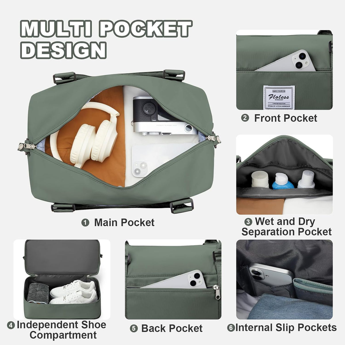 Travel Duffel Bag, Sports Tote Gym Bag, Shoulder Weekender Overnight Bag for Women - Colors B