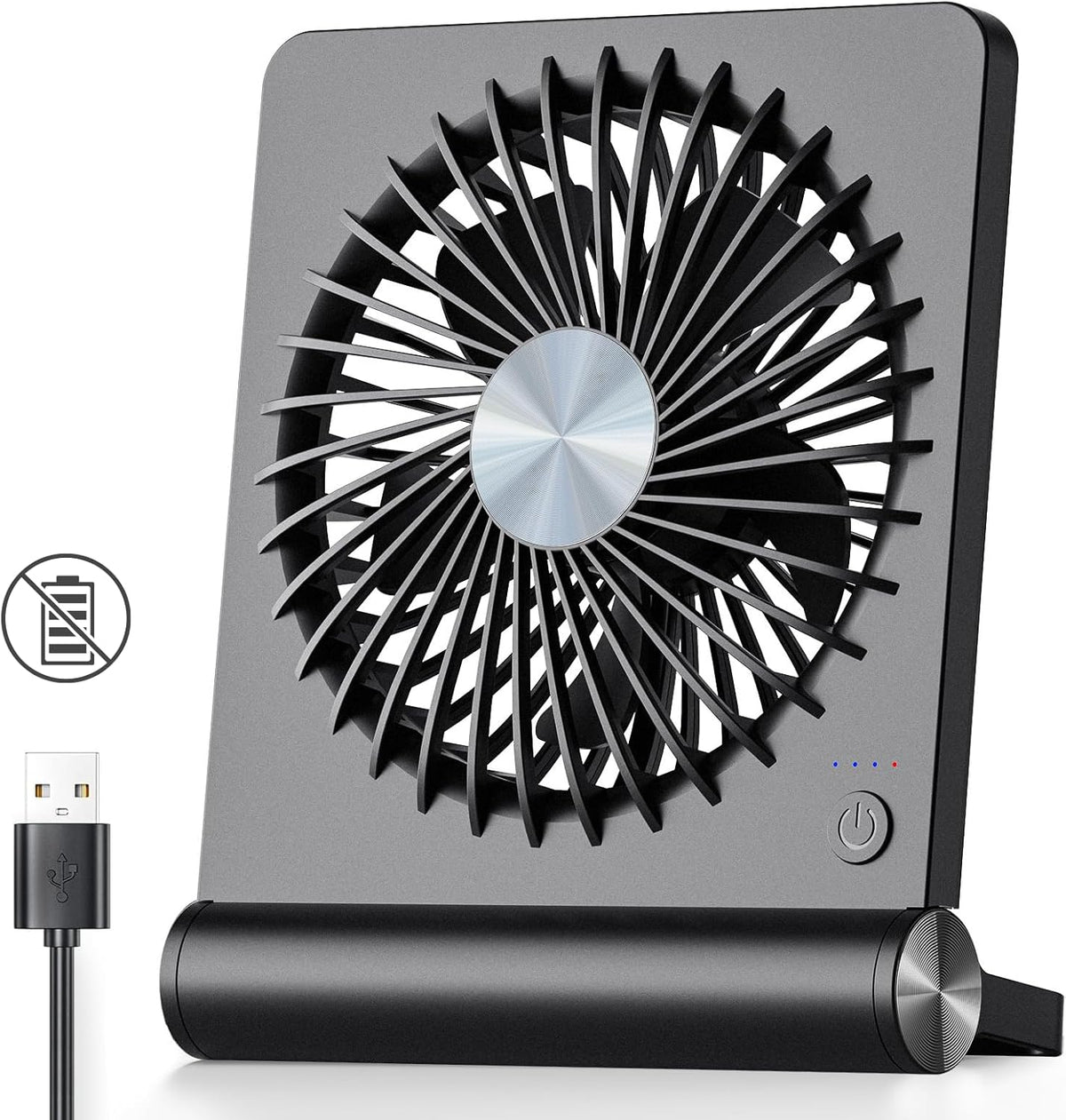 Koonie USB Desk Fan, Strong Wind Ultra Quiet Small Personal Fan with 180° Tilt Folding and 3 Speeds Adjustable, USB-C Corded Powered Mini USB Fan for Office Desktop Bedroom, NO BATTERY
