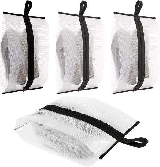 4PCS Travel Shoe Bags, XL Size Shoes Storage Bag with Handle, Waterproof Unisex Shoes Pouch for Travel or Home Storage, Portable Zippered Shoe Bags for Gym and Luggage