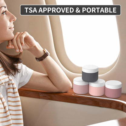 ME.FAN Travel Containers for Toiletries, TSA Approved 1.5 oz Silicone Cream Jars, Leak-proof Journey Containers, Trip Accessories with Lid for Cosmetic Face Hand 4 Pack White Lid - Morandi