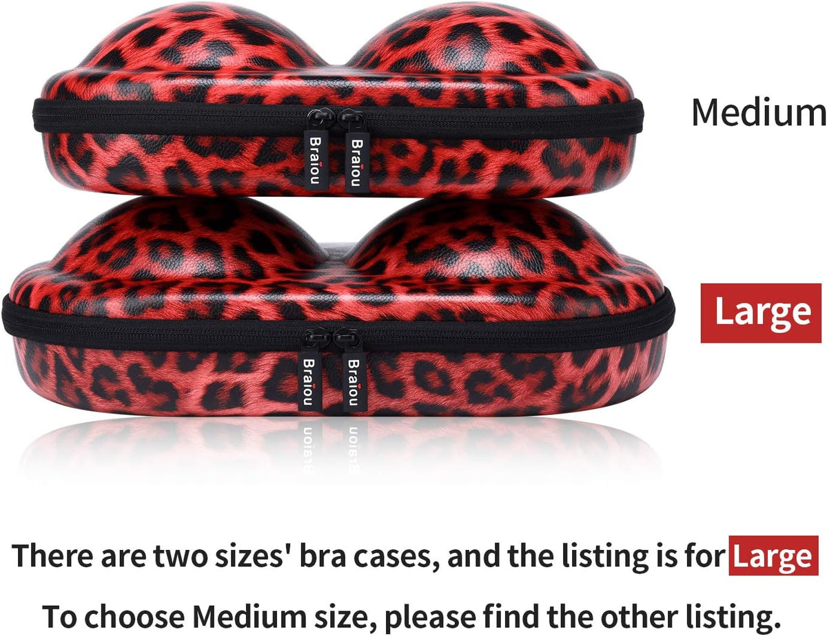 Premium Bra Case Braiou Lingerie Travel Bag Zip Underwear Organizer Bag for A-DD Cup [Leopard Print] (Light Yellow)