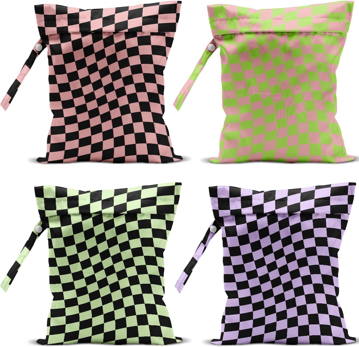 4 Pack Colorful Neon Leopard Print Wet Bag Waterproof Reusable Wet Dry Bag for Swimsuit Dirty Clothes Diaper Travel Pool Beach Yoga Gym Travel Party Birthday Christmas Toiletries Beach Essentials