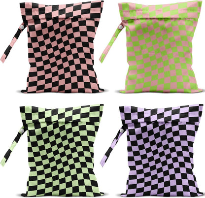 4 Pack Colorful Neon Leopard Print Wet Bag Waterproof Reusable Wet Dry Bag for Swimsuit Dirty Clothes Diaper Travel Pool Beach Yoga Gym Travel Party Birthday Christmas Toiletries Beach Essentials