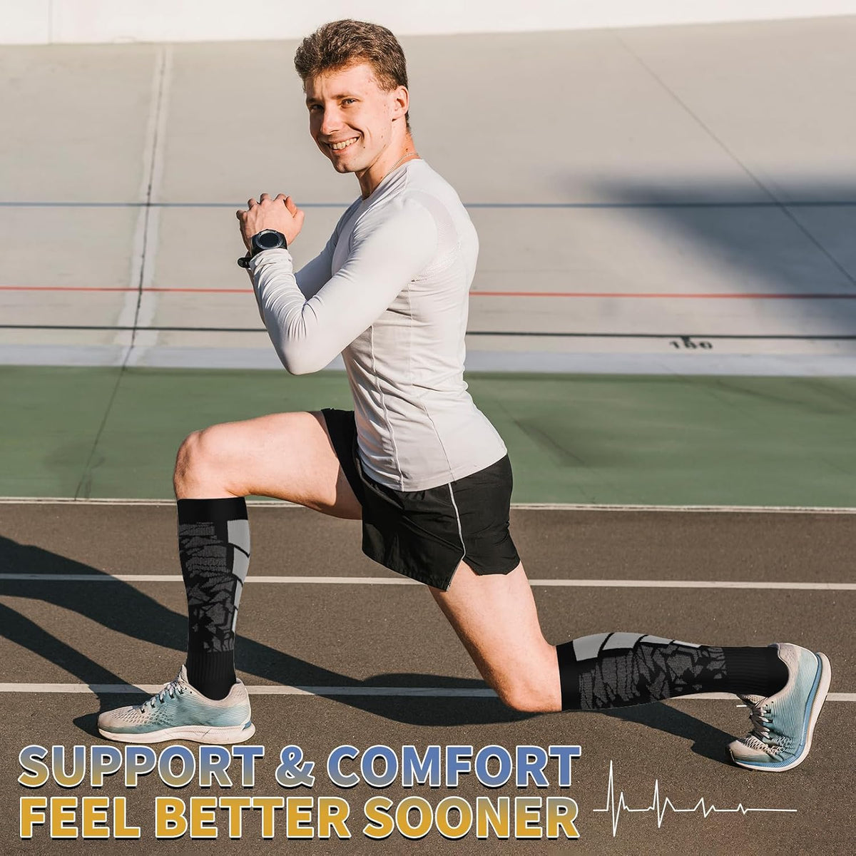 Sooverki Copper Compression Socks for Men & Women 8 Pack 15-20mmHg - Knee High Stockings Best Support for Running Athletic