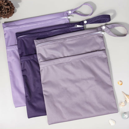 ALVA ALVABABY 3pcs Baby Cloth Diaper Wet/Dry Bags|Waterproof Reusable with Two Pockets|Travel, Beach, Pool, Daycare, Soiled Baby Items,Yoga,Gym Bag for Swimsuits or Wet Clothes 3L-ZM09 - Colors B
