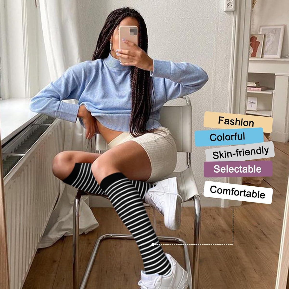 4 Pairs Compression Socks for Women Circulation-Best Support for Nurses,Running,Athletic,Travel