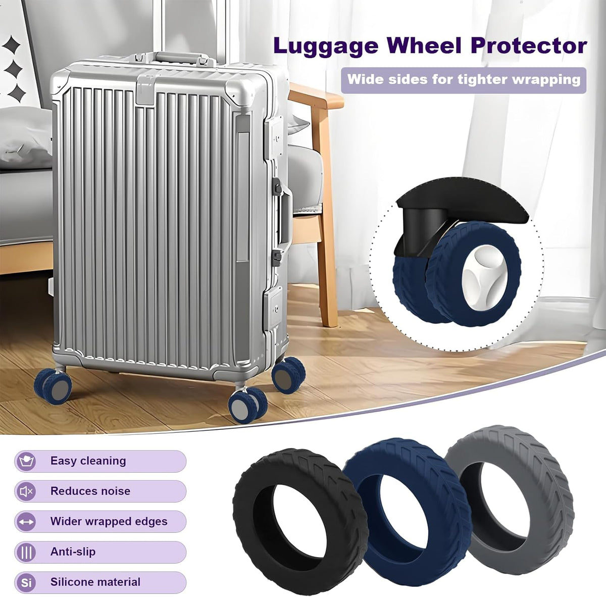 Luggage wheel covers suitcase wheels protectors for dual-wheeled luggage suitcase with a diameter of 2-2.4 inches /5-6cm (8, Red)