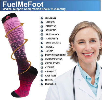 FuelMeFoot 3 Pack Copper Compression Socks - Compression Socks Women & Men Circulation - Best for Medical,Running,Athletic