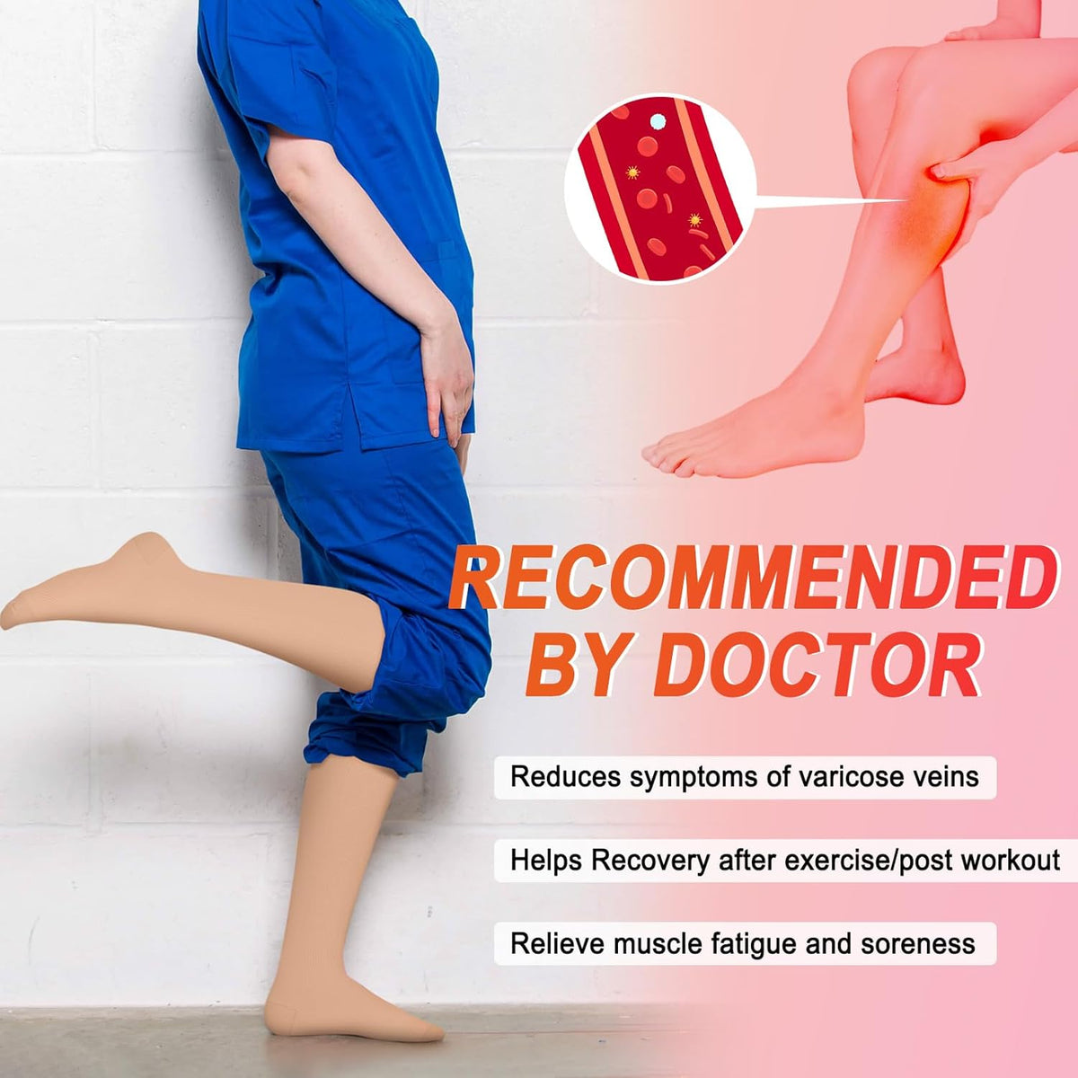 4 Pairs Compression Socks for Women Circulation-Best Support for Nurses,Running,Athletic,Travel