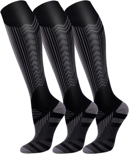 FuelMeFoot 3 Pack Copper Compression Socks - Compression Socks Women & Men Circulation - Best for Medical,Running,Athletic