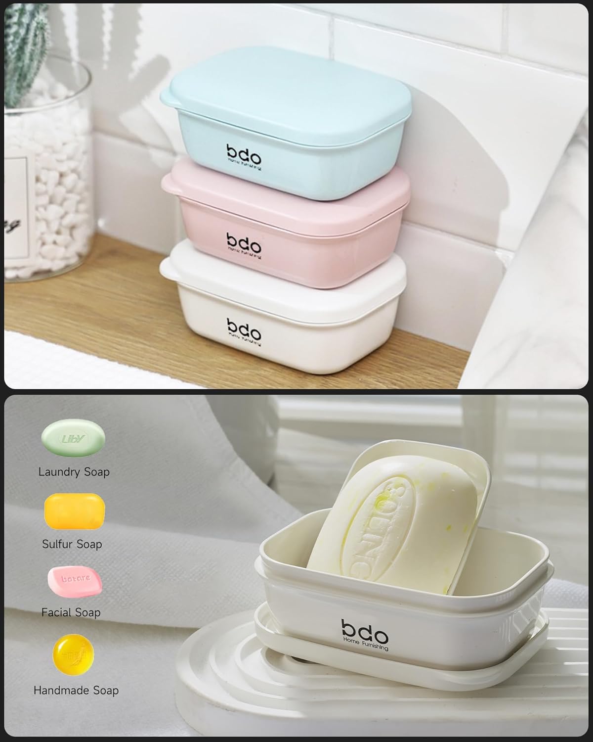Doter Travel Soap Holder with Lid - Draining Soap Box for Shower -Compact Travel Soap Case Leak-Proof Design for Camping, Hiking, Gym & Outdoor Use | Keeps Soap Dry & Hygienic