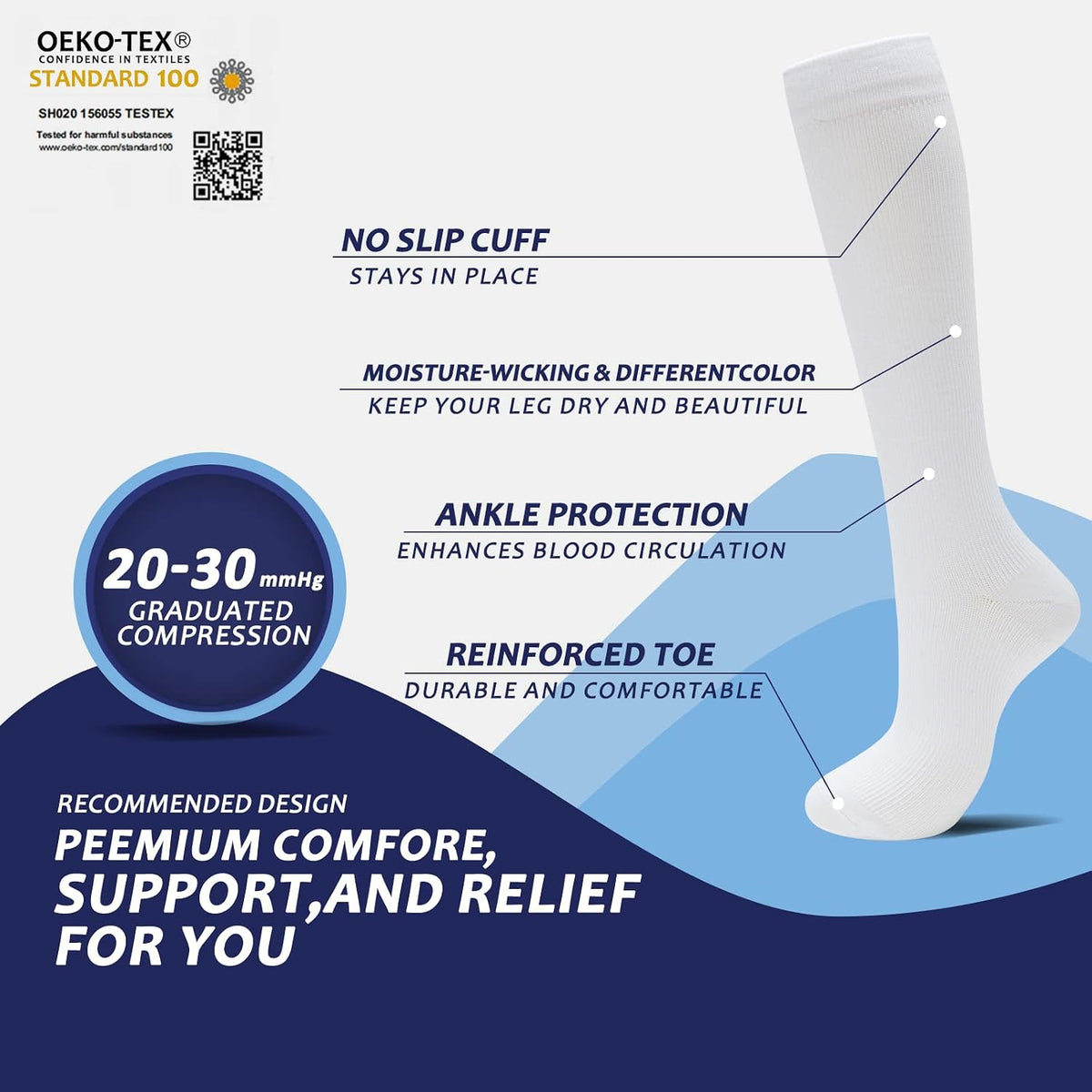 fenglaoda 8 Pairs Compression Socks for Men & Women 20-30 mmHg Knee High Nurse Pregnant Running Medical and Travel Athletic