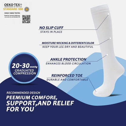 fenglaoda 8 Pairs Compression Socks for Men & Women 20-30 mmHg Knee High Nurse Pregnant Running Medical and Travel Athletic