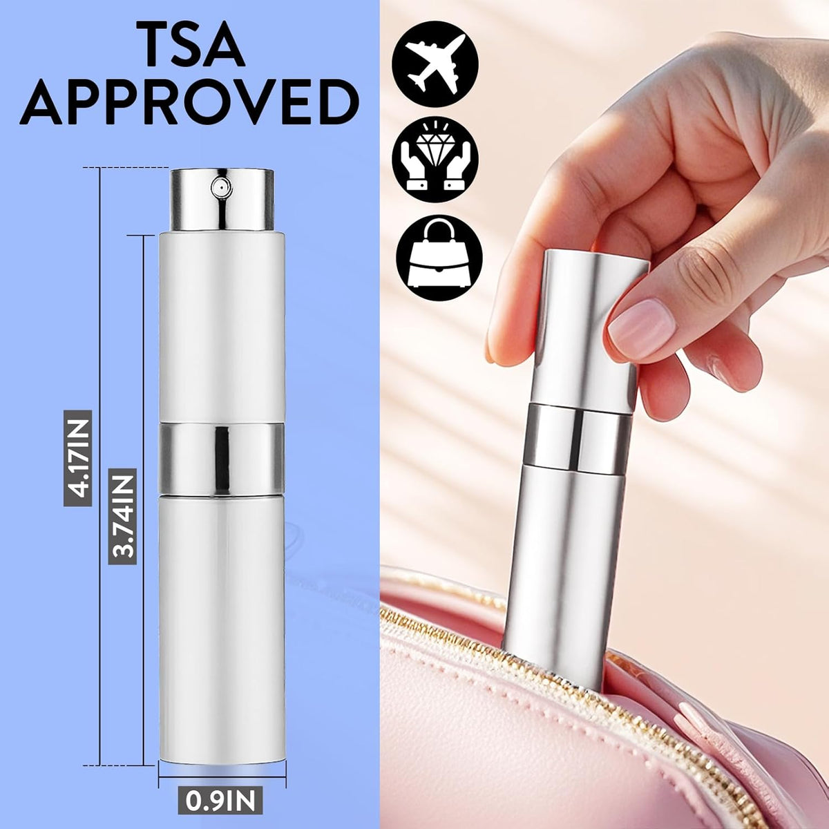 6 Pack 8ML Empty Perfume Atomizer Cologne Travel Spray Bottle for Refill Portable Cologne Dispenser Mini Sprayer for Women Men Twist Tpye